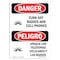 Signmission Safety Sign, OSHA Danger, 5" Height, Turn Off Radios And Cell Phones Bilingual Spanish OS-DS-D-35-VS-1706 - alternate 1